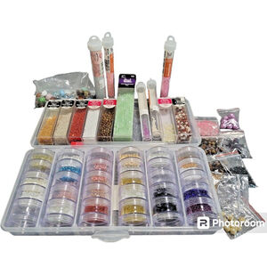 Beads 3lb For Bead Work, Crafts, Jewelry, Kumihimo Including Containers